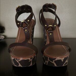 Ralph Lauren Brown Open Toe Sandals with Ankle Straps and High Heels